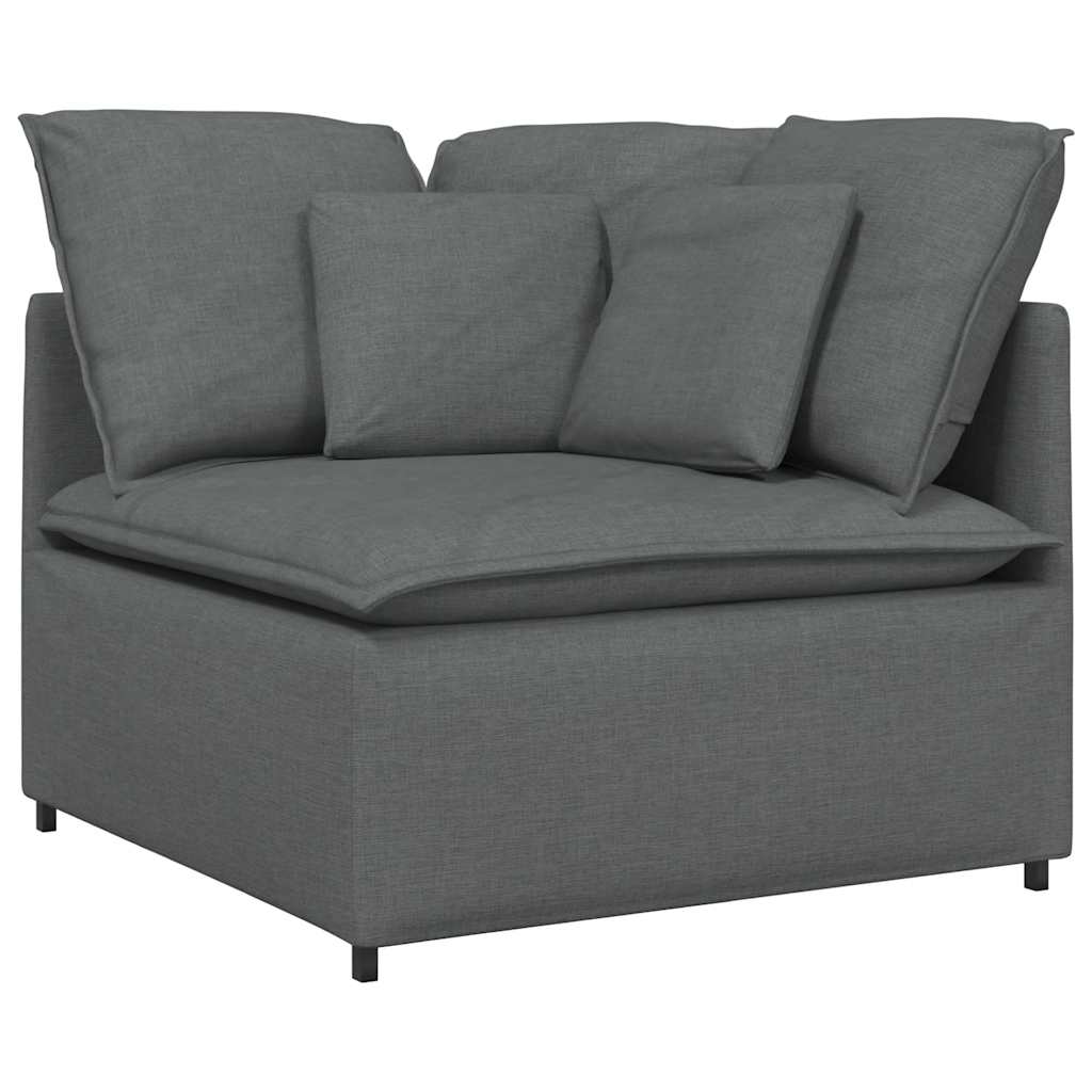 Modulares Sofa mit Fußhocker Kissen Stoff Dunkelgrau