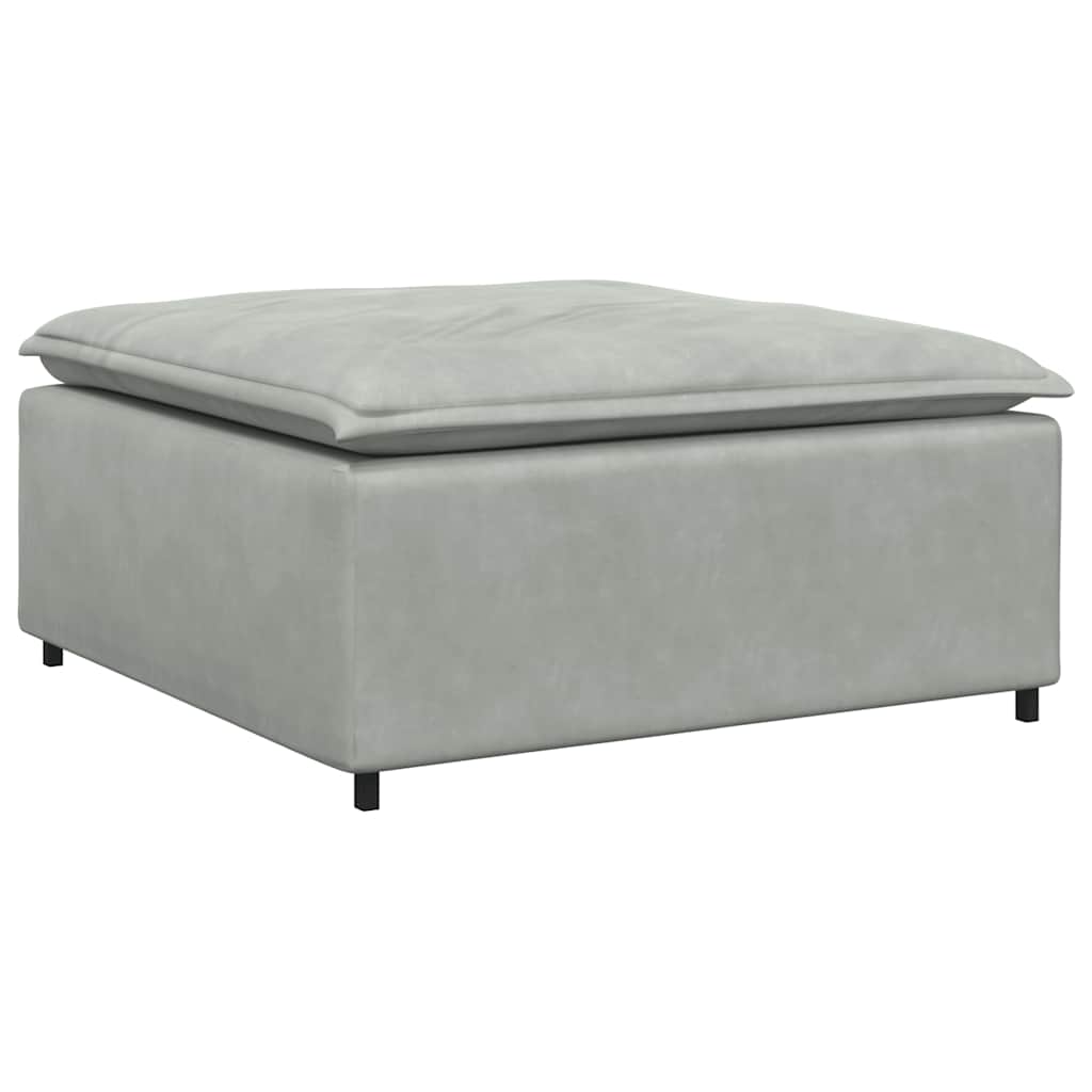 Modulares Sofa mit Fußhocker Kissen Samt Hellgrau