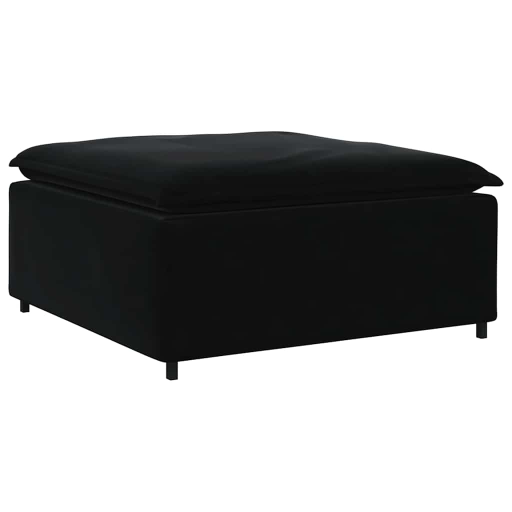 Modulares Sofa mit Fußhocker Kissen Samt Schwarz