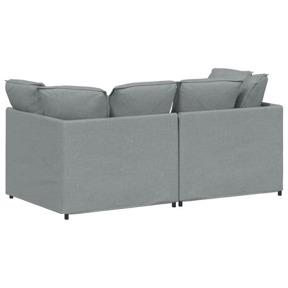 Modulares Sofa mit Kissen Stoff Hellgrau