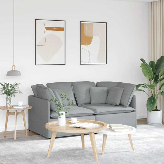 Canapé modulable avec coussins en tissu gris clair