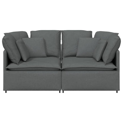 Modulares Sofa mit Kissen Stoff Dunkelgrau