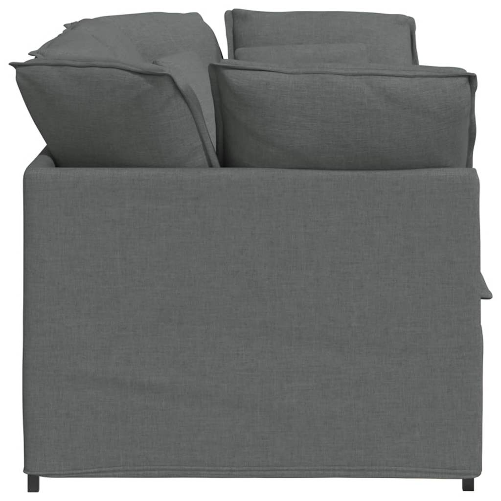 Modulares Sofa mit Kissen Stoff Dunkelgrau