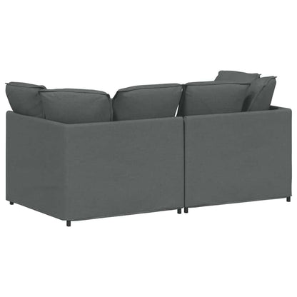 Modulares Sofa mit Kissen Stoff Dunkelgrau