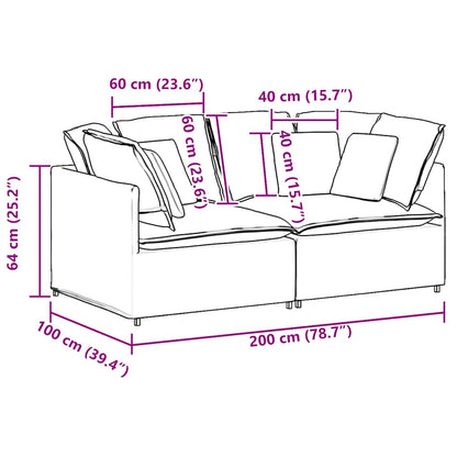 Modulares Sofa mit Kissen Stoff Schwarz