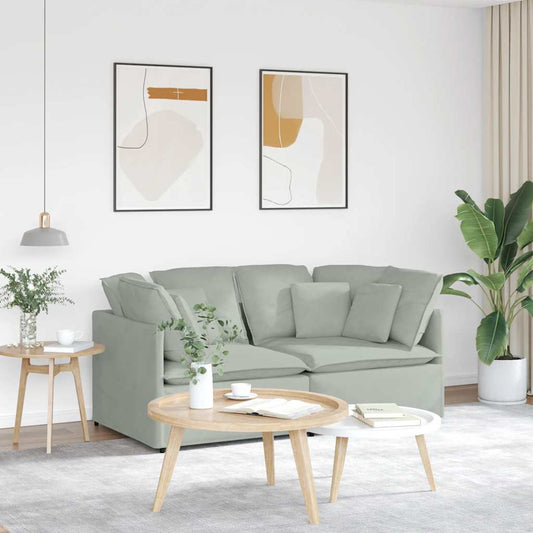 Canapé modulable avec coussins en velours gris clair