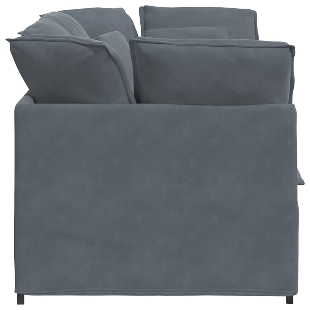 Modulares Sofa mit Kissen Samt Dunkelgrau