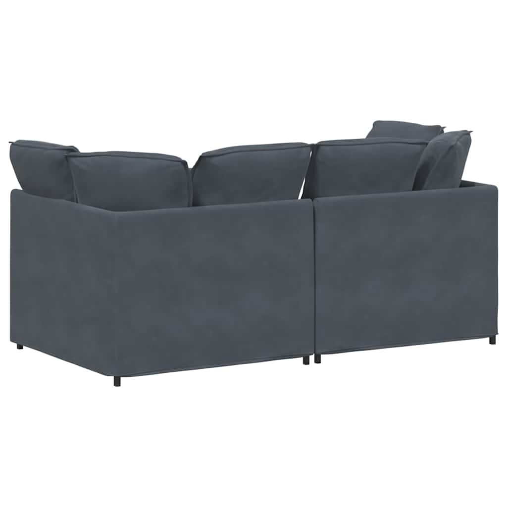 Modulares Sofa mit Kissen Samt Dunkelgrau