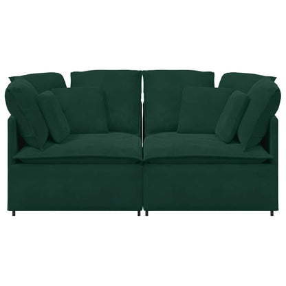 Modulares Sofa mit Kissen Samt Dunkelgrün