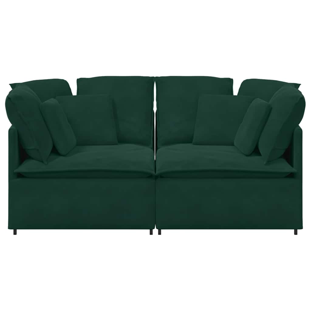 Modulares Sofa mit Kissen Samt Dunkelgrün