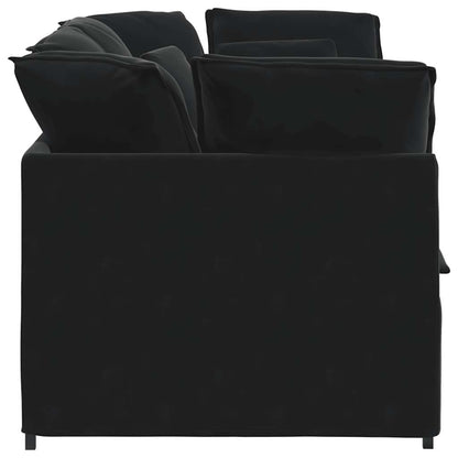 Modulares Sofa mit Kissen Samt Schwarz