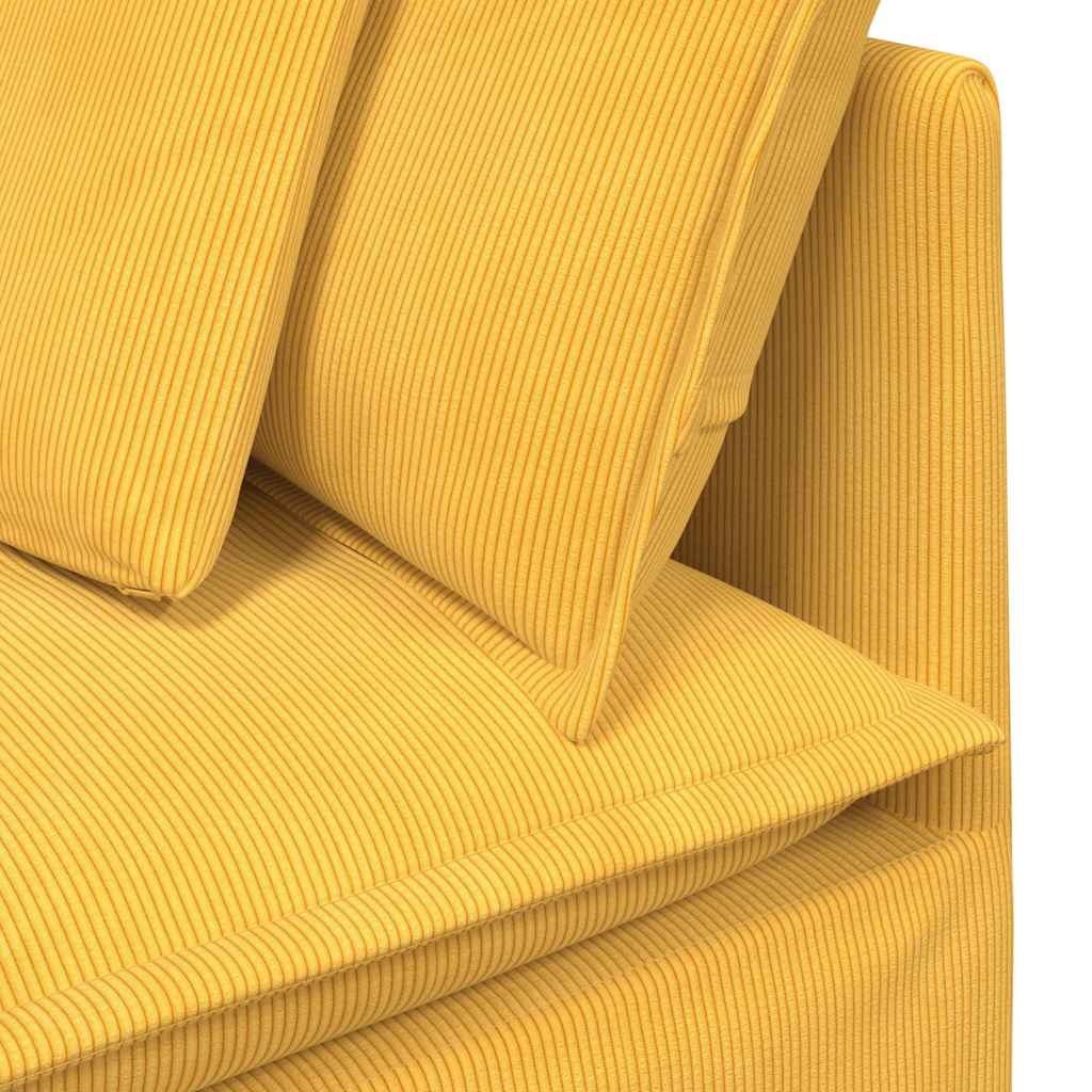 Canapé modulable avec coussins en velours côtelé jaune clair