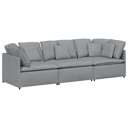 Modulares Sofa mit Kissen Stoff Hellgrau