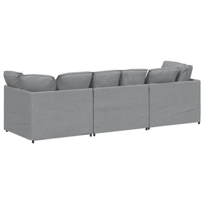 Modulares Sofa mit Kissen Stoff Hellgrau