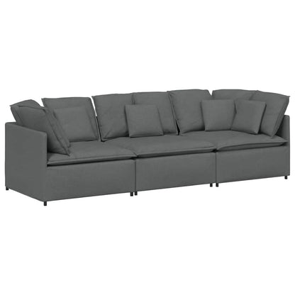 Modulares Sofa mit Kissen Stoff Dunkelgrau
