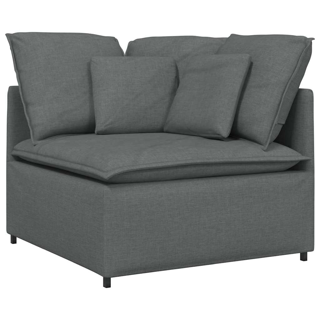Modulares Sofa mit Kissen Stoff Dunkelgrau