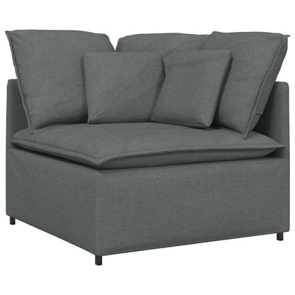 Modulares Sofa mit Kissen Stoff Dunkelgrau
