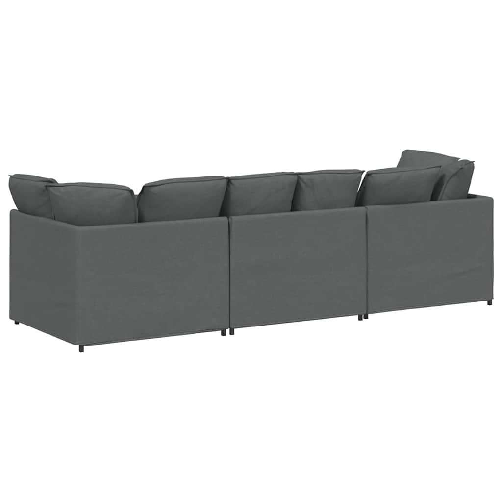 Modulares Sofa mit Kissen Stoff Dunkelgrau