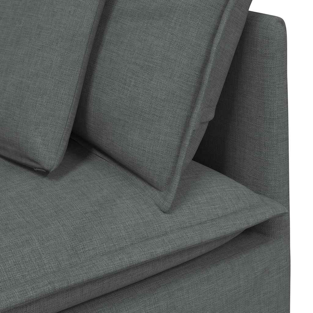Modulares Sofa mit Kissen Stoff Dunkelgrau