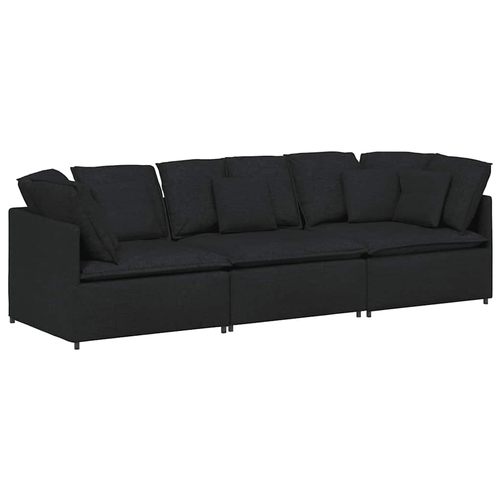 Modular sofa with cushions fabric black