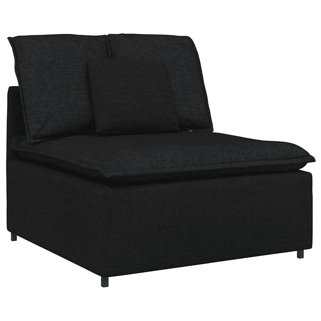 Modulares Sofa mit Kissen Stoff Schwarz