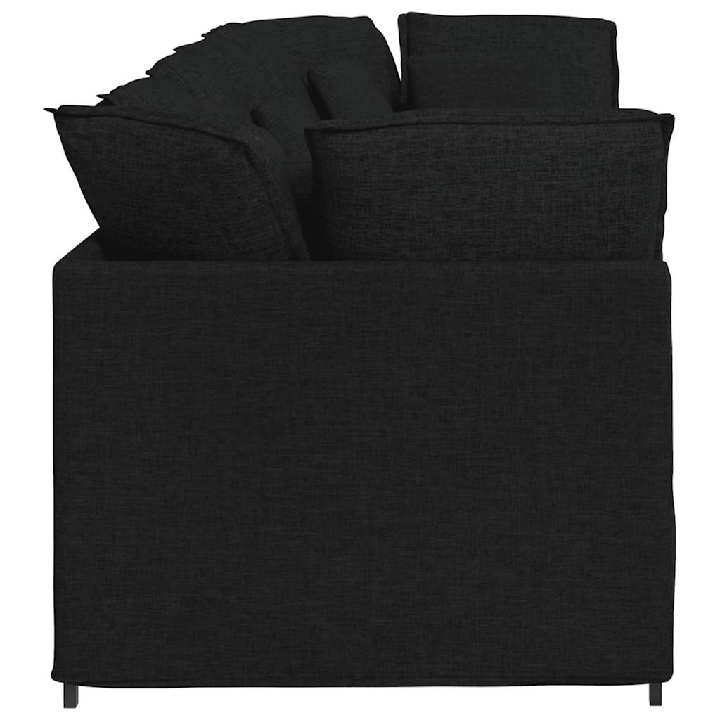 Modular sofa with cushions fabric black