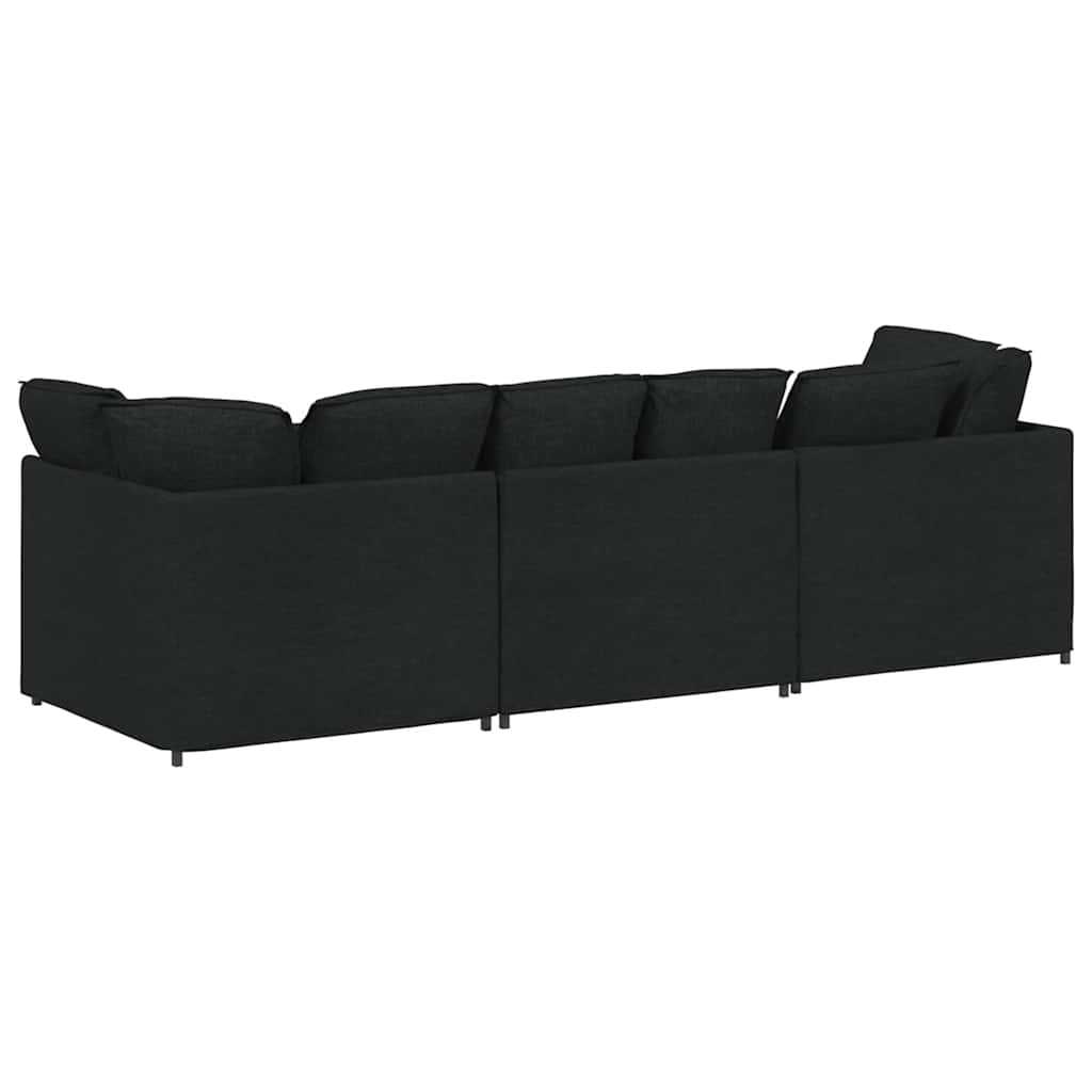 Modular sofa with cushions fabric black