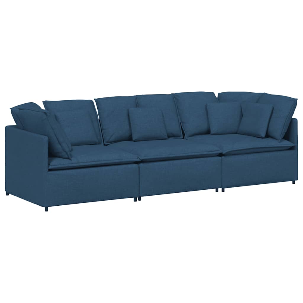Modulares Sofa mit Kissen Stoff Blau