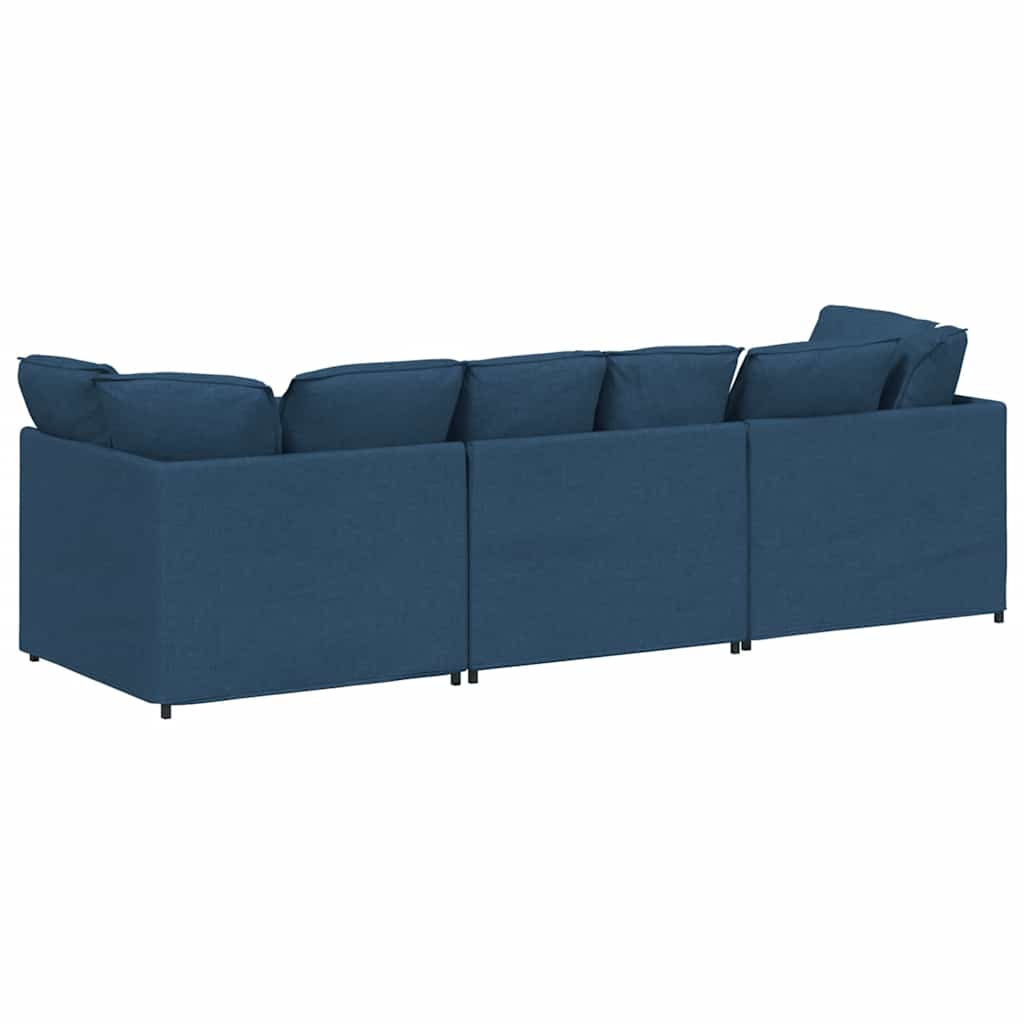 Modulares Sofa mit Kissen Stoff Blau