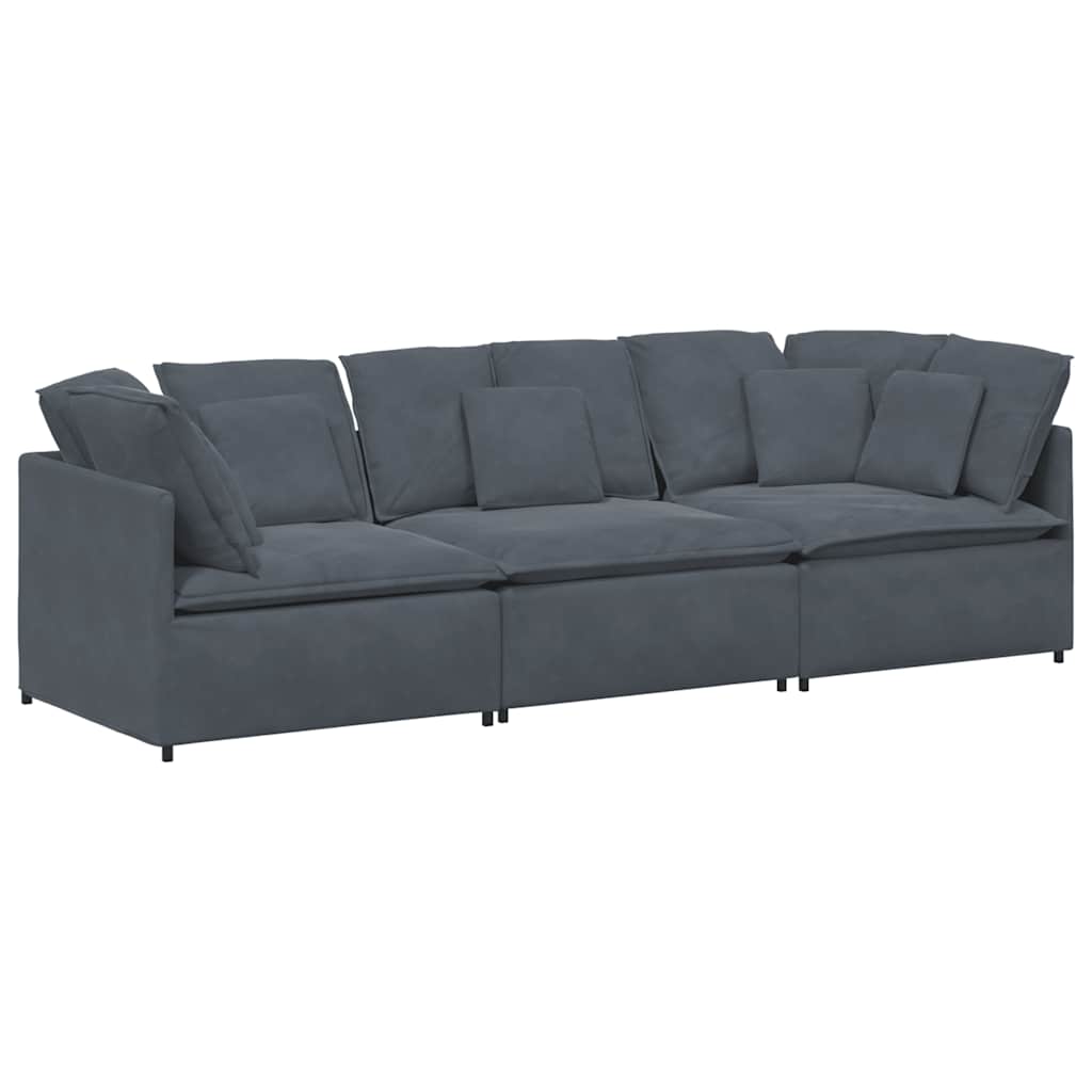 Modulares Sofa mit Kissen Samt Dunkelgrau