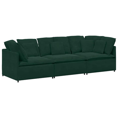 Modulares Sofa mit Kissen Samt Dunkelgrün