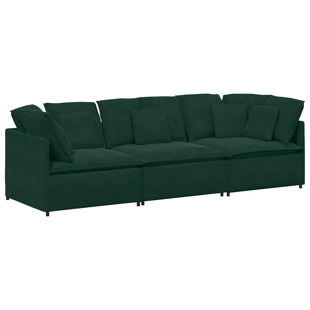 Modulares Sofa mit Kissen Samt Dunkelgrün