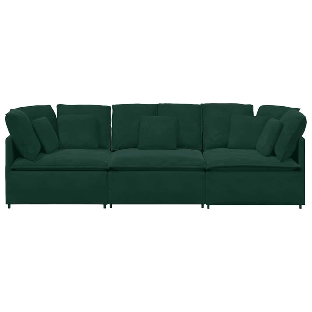 Modulares Sofa mit Kissen Samt Dunkelgrün