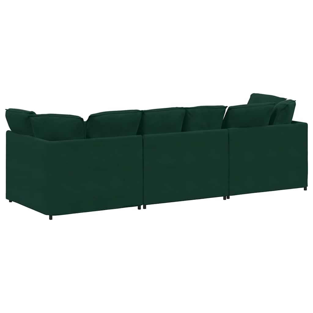Modulares Sofa mit Kissen Samt Dunkelgrün