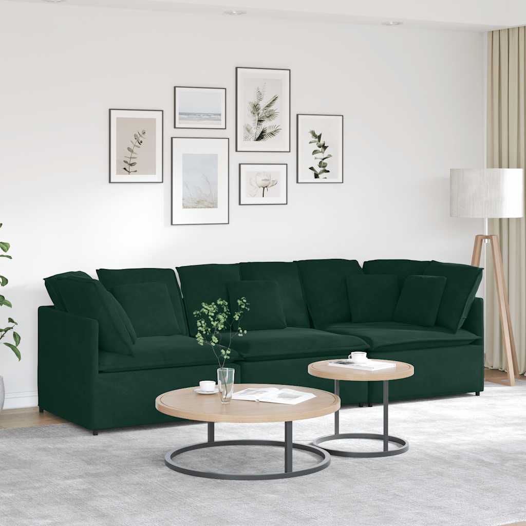 Modulares Sofa mit Kissen Samt Dunkelgrün