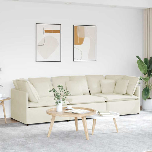 Modulares Sofa mit Kissen Samt Cream