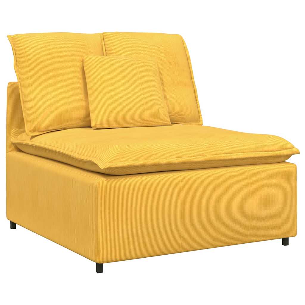 Canapé modulable avec coussins en velours côtelé jaune clair