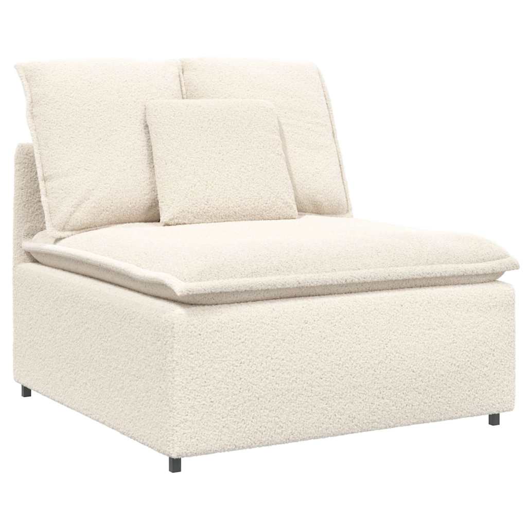 Modulares Sofa mit Kissen Stoff in Lammwolloptik Creme