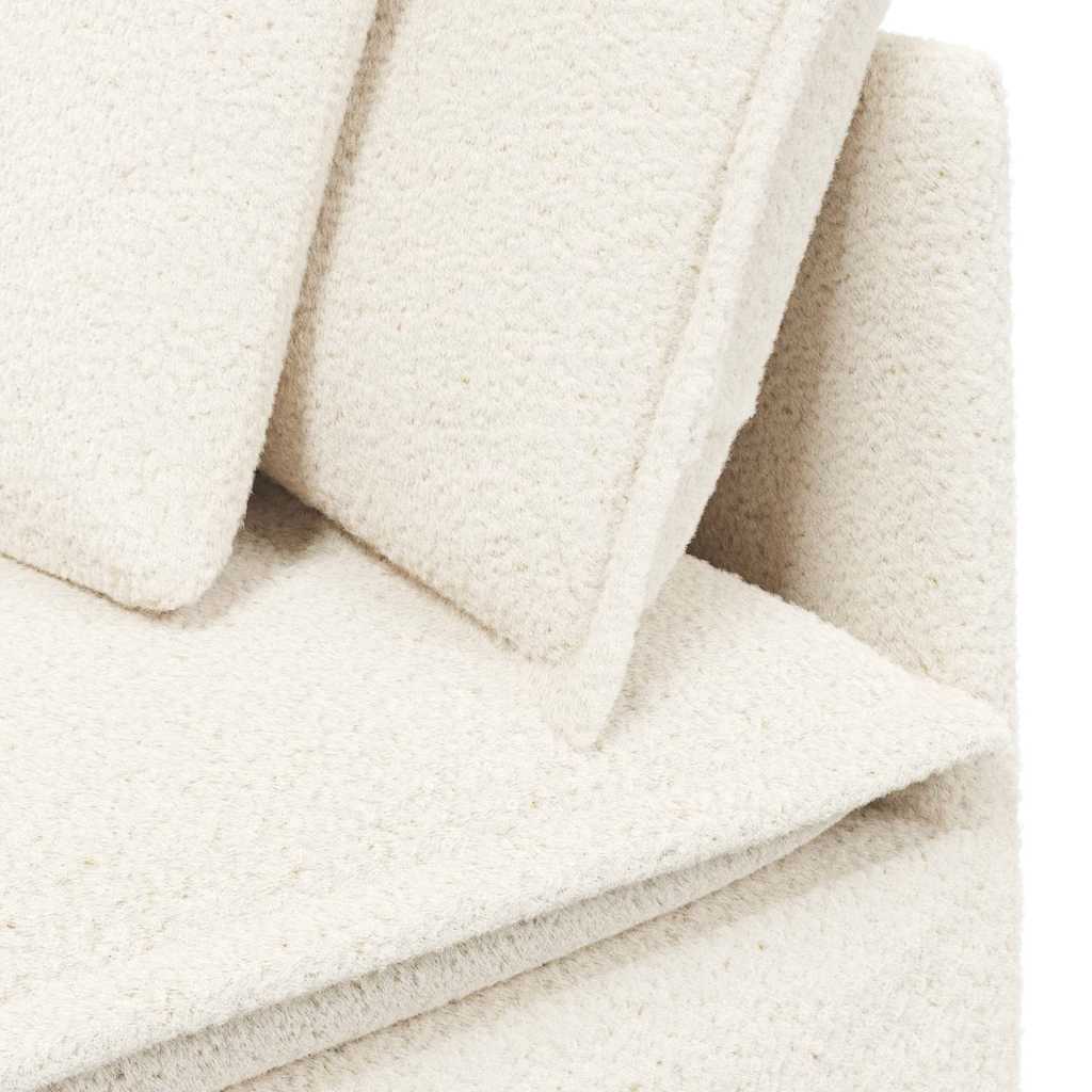 Modulares Sofa mit Kissen Stoff in Lammwolloptik Creme