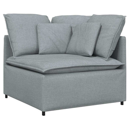 Modulares Sofa mit Fußhocker Kissen Stoff Hellgrau