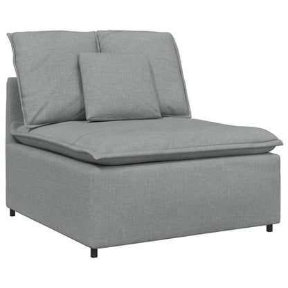 Modulares Sofa mit Fußhocker Kissen Stoff Hellgrau