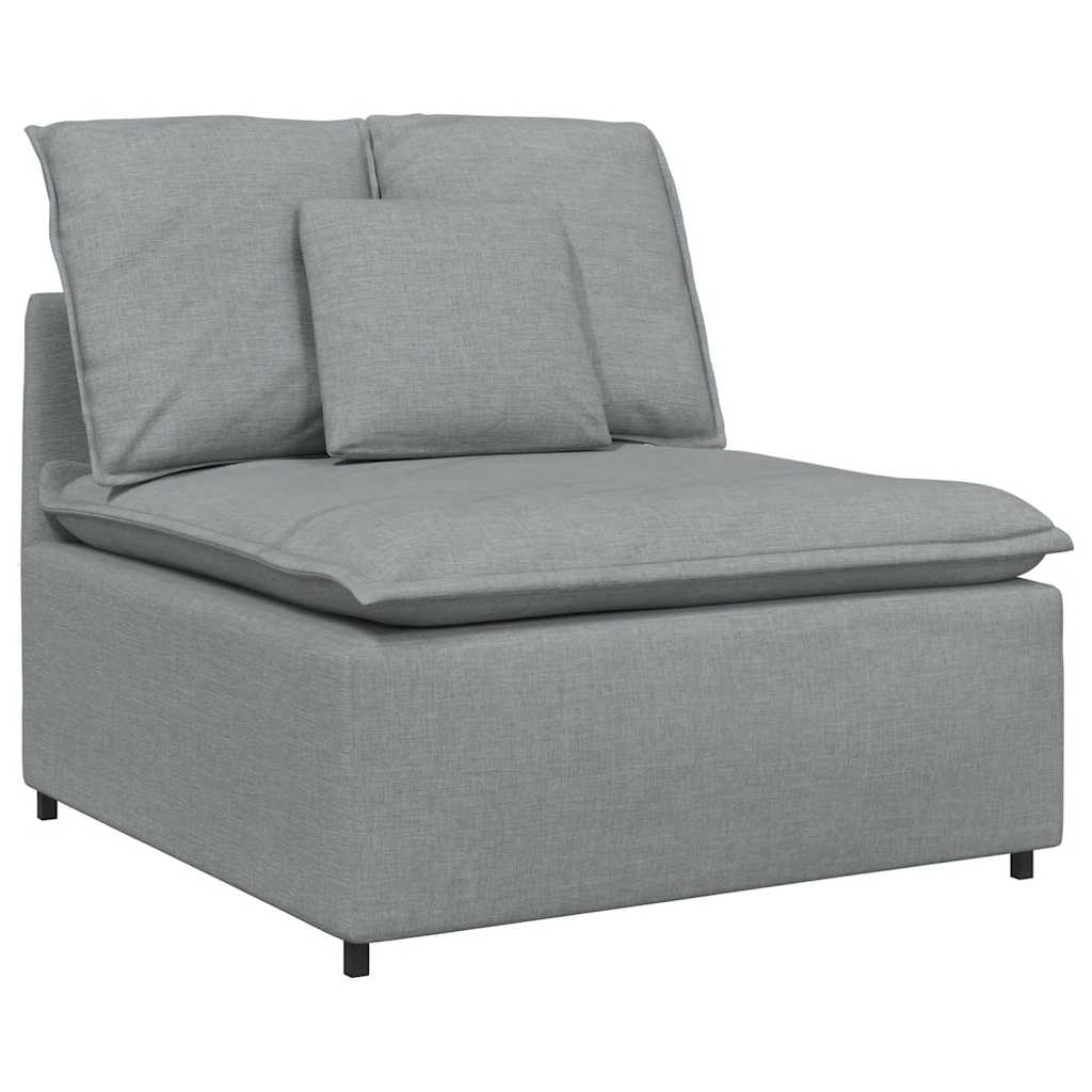 Modulares Sofa mit Fußhocker Kissen Stoff Hellgrau