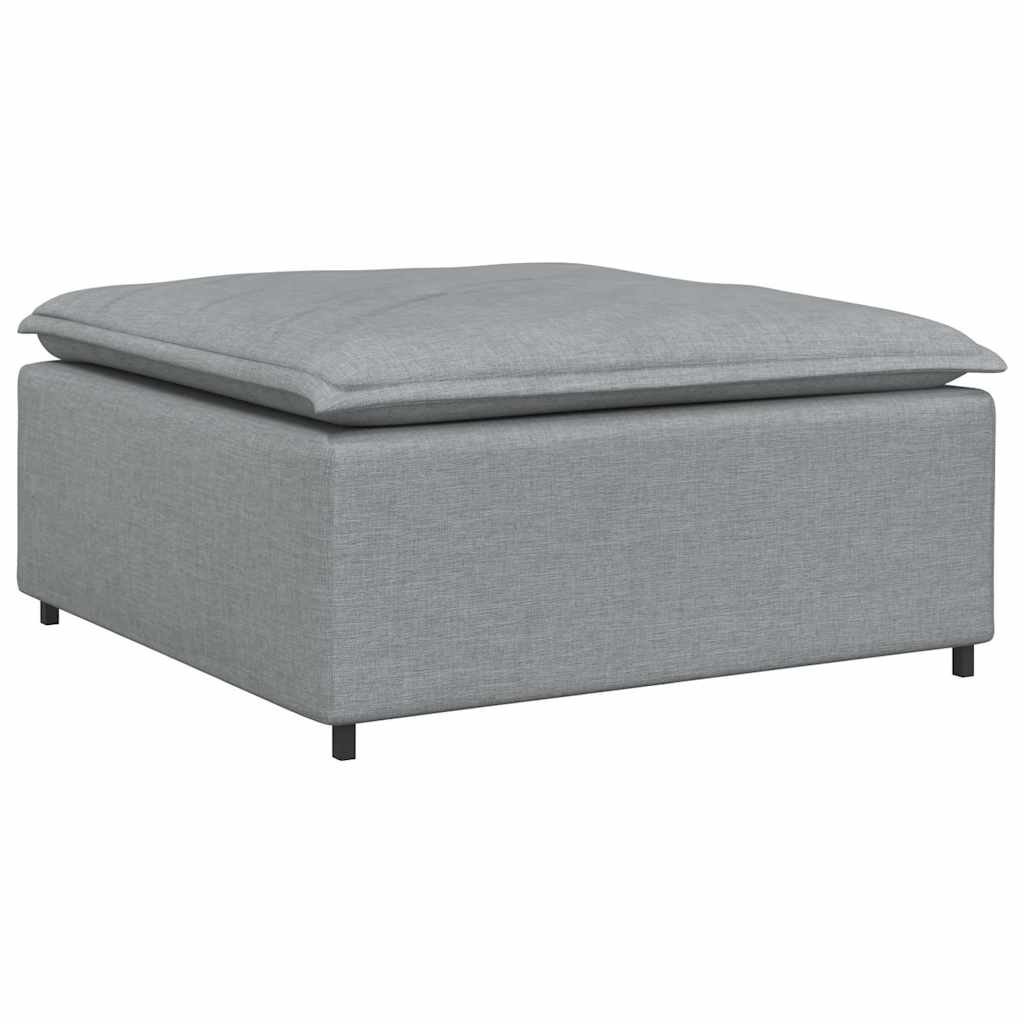 Modulares Sofa mit Fußhocker Kissen Stoff Hellgrau