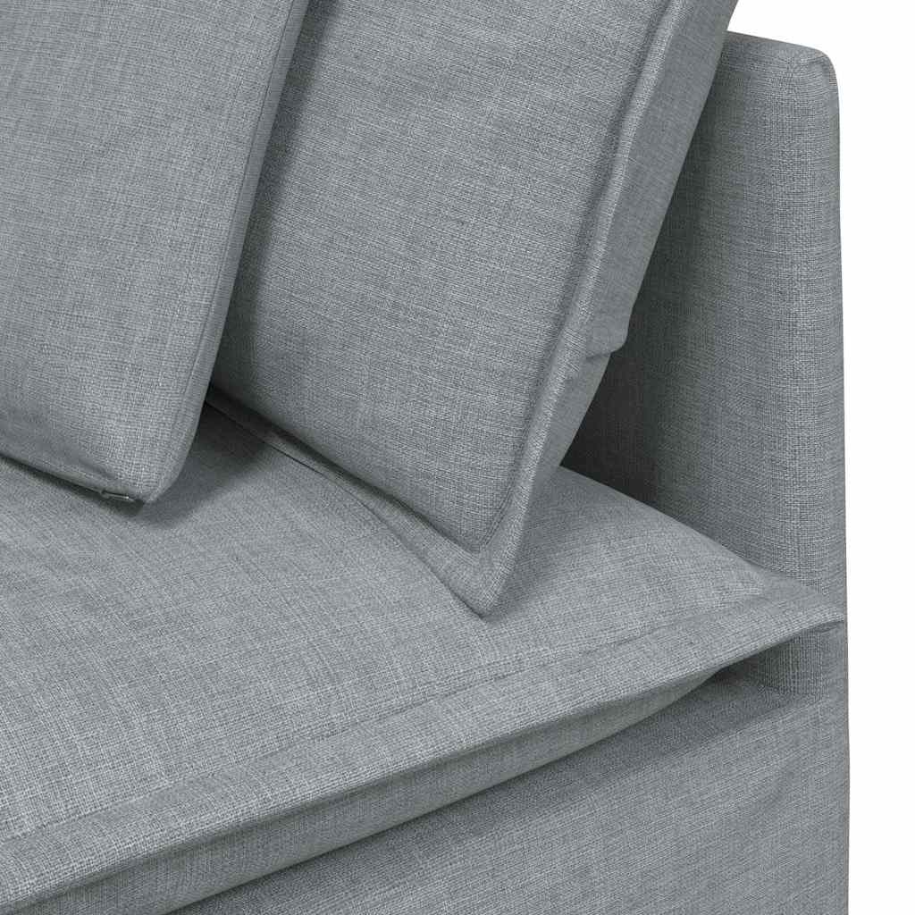 Modulares Sofa mit Fußhocker Kissen Stoff Hellgrau