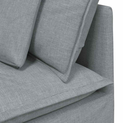 Modulares Sofa mit Fußhocker Kissen Stoff Hellgrau