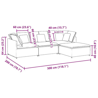Modulares Sofa mit Fußhocker Kissen Stoff Dunkelgrau