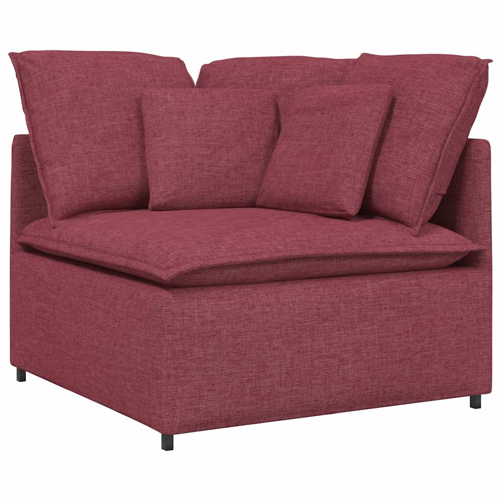 Canapé modulable avec coussin repose-pieds en tissu rouge vin