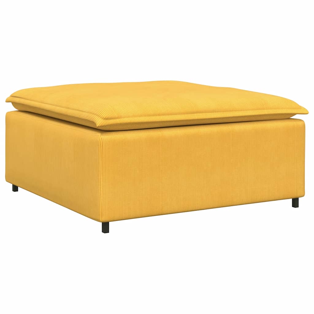 Canapé modulable avec coussin repose-pieds en velours côtelé jaune clair