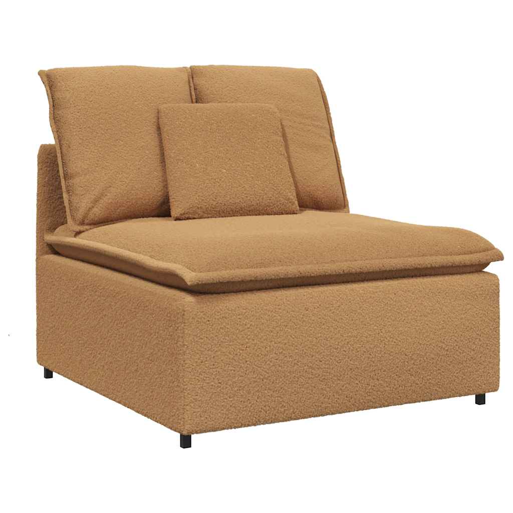 Canapé modulable avec coussin repose-pieds en tissu aspect laine d'agneau beige