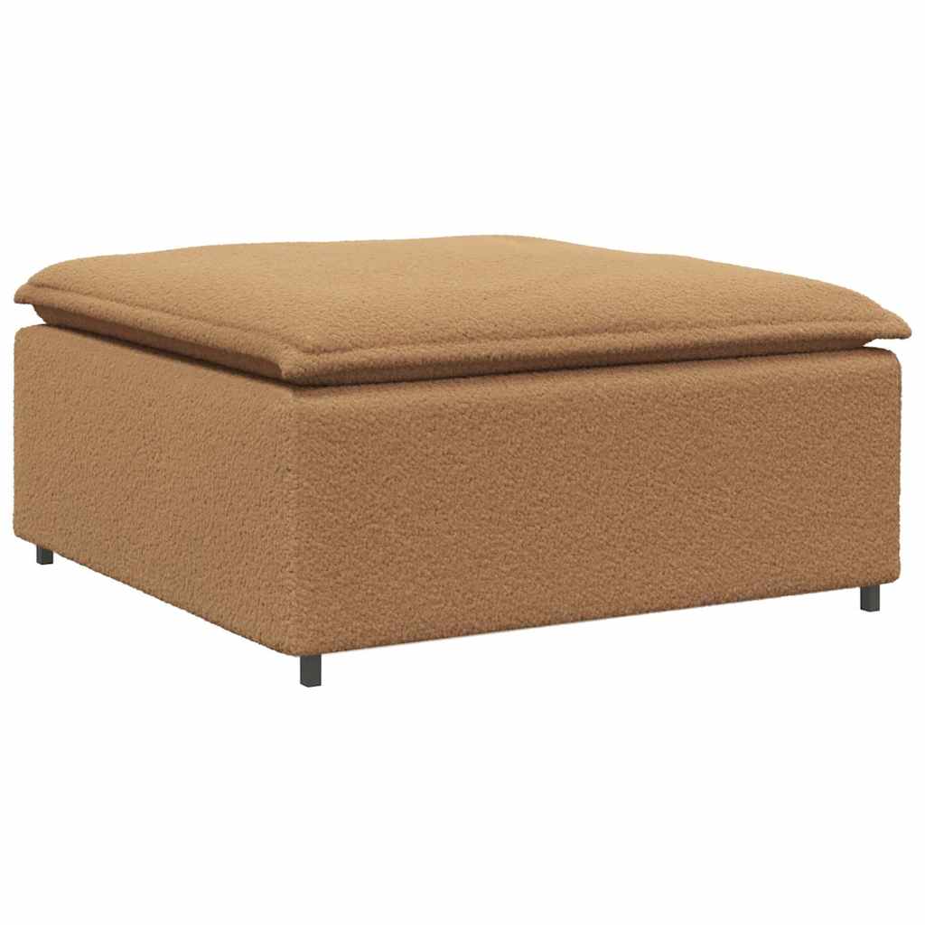 Canapé modulable avec coussin repose-pieds en tissu aspect laine d'agneau beige
